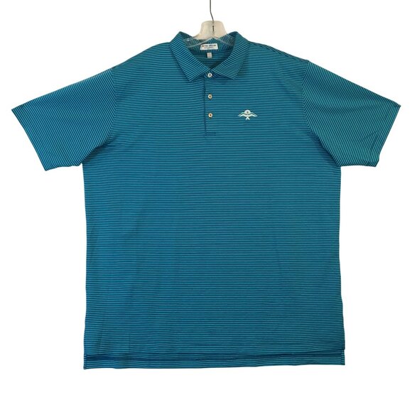 Peter Millar Summer Comfort Polo Shirt Mens XXL Blue Striped Golf Polyester - Picture 1 of 9